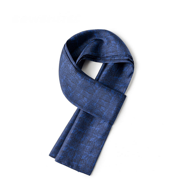 Luxury Blue Silk Neck Scarf, Silk Scarf For Suit, Formal Wear Silk Scarf, Silk Ascot For Men, British Style Long Scarf, Business Silk Scarf Men, Mens Spring Autumn Scarf, Lightweight Silk Scarf Men-Silvia Home Craft