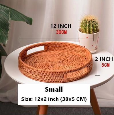 Rattan Round Basket with Handle, Storage Baskets for Kitchen, Woven Storage Baskets, Rattan Storage Basket-Silvia Home Craft