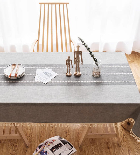 Dining Room Table Large Rectangle Table Cover, Modern Rectangular Table Cloth for Oval Table, Cotton and Linen Tablecloth for Kitchen-Silvia Home Craft