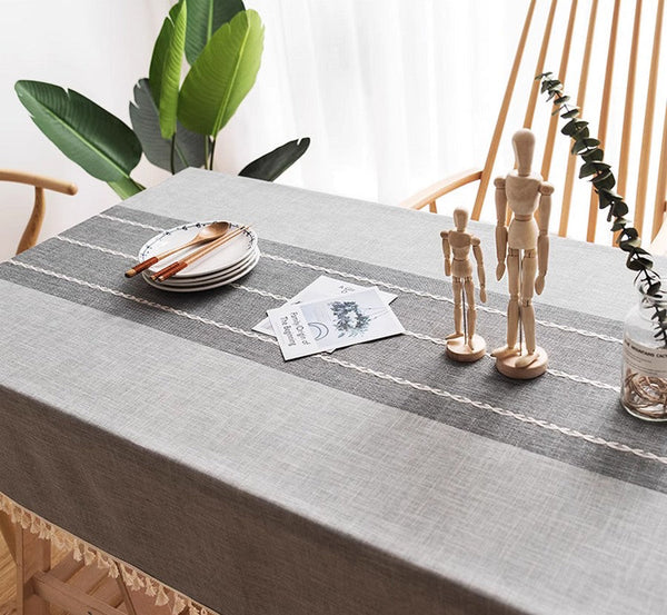 Dining Room Table Large Rectangle Table Cover, Modern Rectangular Table Cloth for Oval Table, Cotton and Linen Tablecloth for Kitchen-Silvia Home Craft