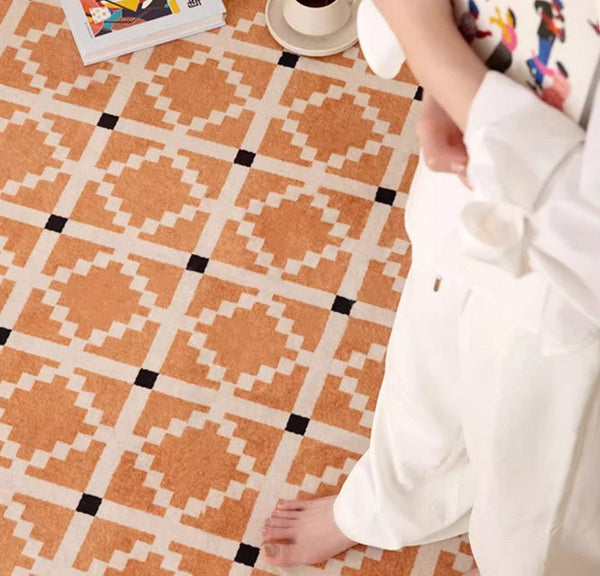 Geometric Modern Rug Ideas for Living Room, Circular Modern Rugs for Bathroom, Modern Rugs for Children's Room, Mid Century Modern Round Rugs for Dining Room-Silvia Home Craft