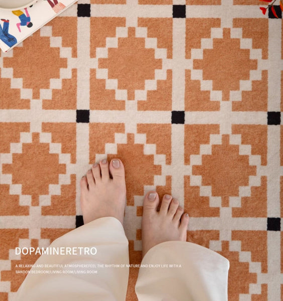 Geometric Modern Rug Ideas for Living Room, Circular Modern Rugs for Bathroom, Modern Rugs for Children's Room, Mid Century Modern Round Rugs for Dining Room-Silvia Home Craft