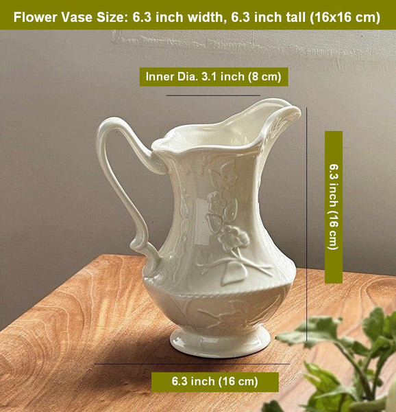 Small Flower Vases on Table, Rustic Porcelain Flower Vases, Ceramic Bud Vases, Handmade Water Holding Flower Vases-Silvia Home Craft