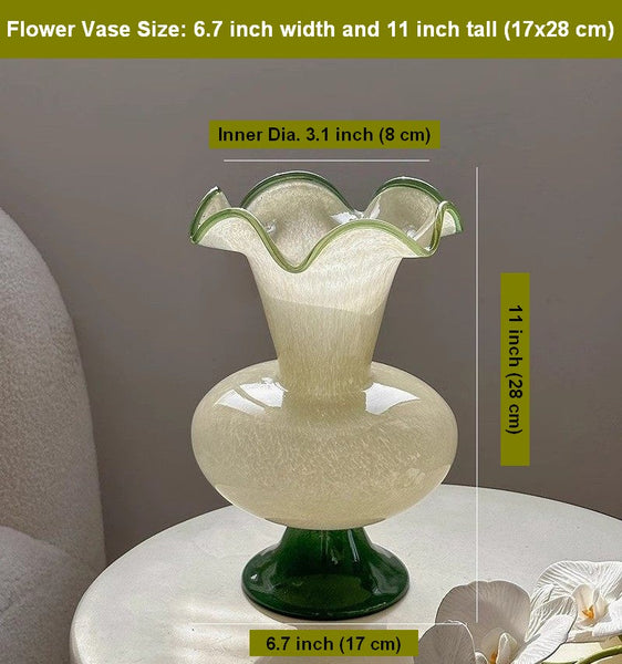 Bouquet Flower Vase, Vintage Glass Flower Vases, Water Holding Flower Vases, Glass Bud Vases, Handmade Flower Vases on Table-Silvia Home Craft
