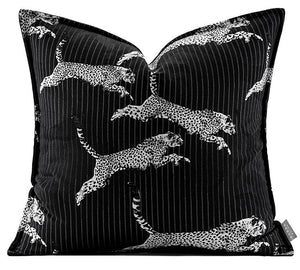 Large Modern Sofa Pillow Cases, Black Decorative Pillow Covers, Cheetah Modern Pillows for Couch, Abstract Decorative Throw Pillows for Living Room-Silvia Home Craft