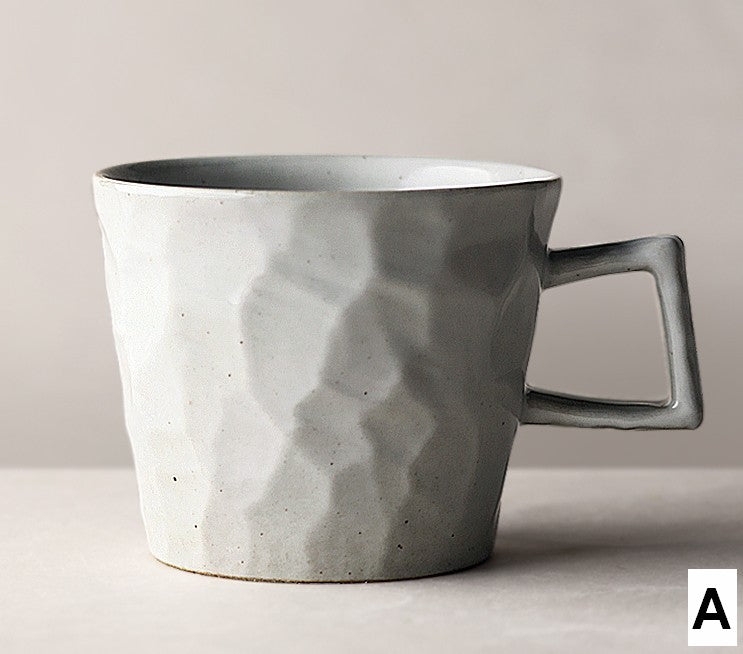Modern Handmade Pottery Coffee Cup, Creative Brown White Black Blue Ceramic Coffee Mugs, Large Unique Tea Cup, Large Capacity Coffee Cups-Silvia Home Craft