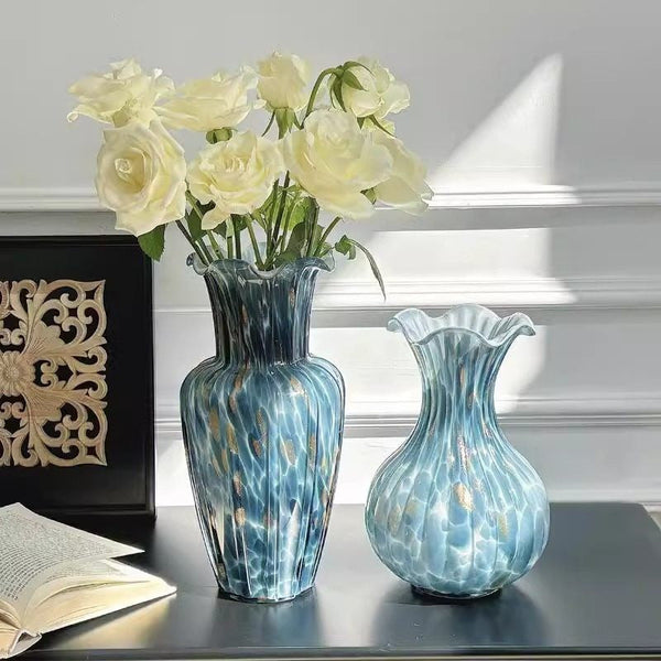 Centerpiece Vases on Table, Handmade Liuli Vases, Color Glaze Vase, Modern Glass Bud Vases, Contemporary Vases for Modern Home Decor-Silvia Home Craft
