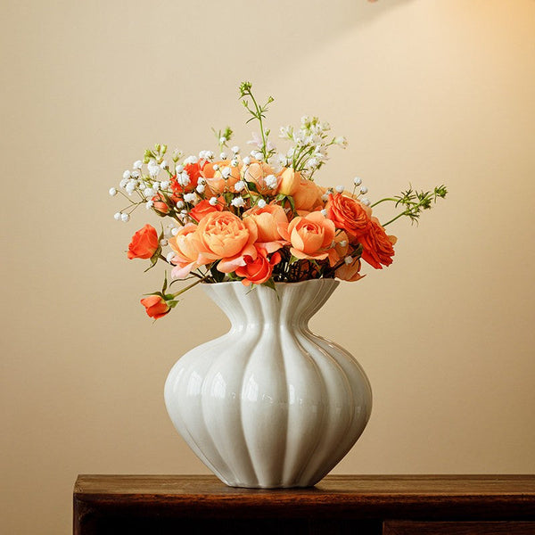 Modern Flower Vase Centerpiece on Table, Handmade Water Holding Flower Vases, Porcelain Flower Vases, Ceramic Bouquet Vases-Silvia Home Craft