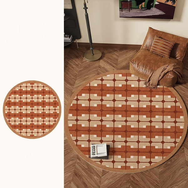 Abstract Contemporary Round Rugs, Modern Rugs under Coffee Table, Modern Rugs for Dining Room, Geometric Modern Rugs for Bedroom-Silvia Home Craft