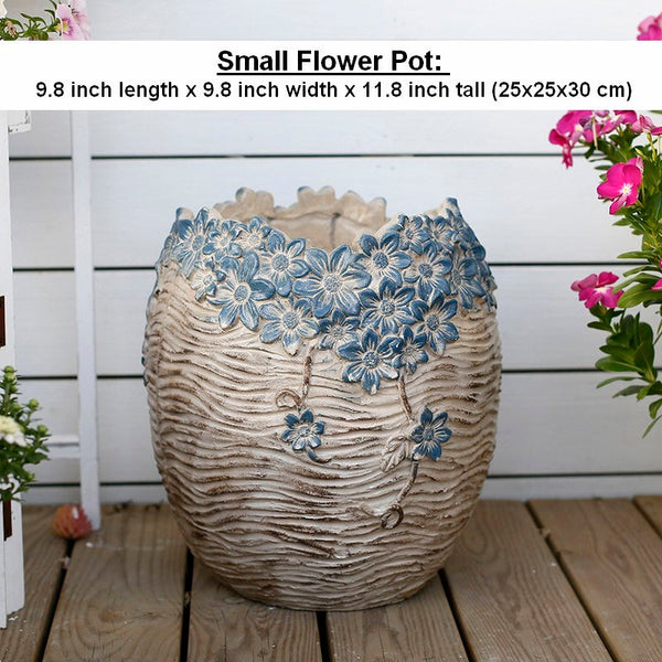 Extra Large Garden Flower Planters, Oversized Garden Flower Pot, Garden Ornaments, Large Resin Gardern Flower Planter, Modern Outdoor Garden Flower Pots-Silvia Home Craft