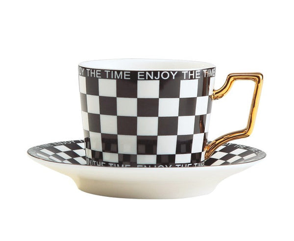 Creative Ceramic Coffee Cups for Office, Beautiful British Tea Cups, Creative Porcelain Tea Cup Saucer Set, 6.8 oz Tea Cup and Saucer in Gift Box as Birthday Gift-Silvia Home Craft