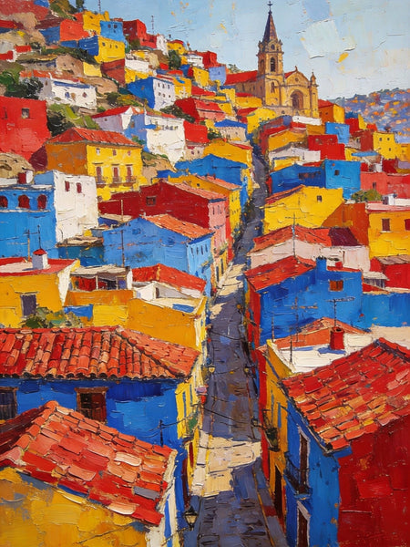 Original Landscape Art, Guanajuato's Luminous Landscape, Small Oil Paintings, Hand Painted Canvas Art, Buy Paintings Online, Landscape Paintings-Silvia Home Craft