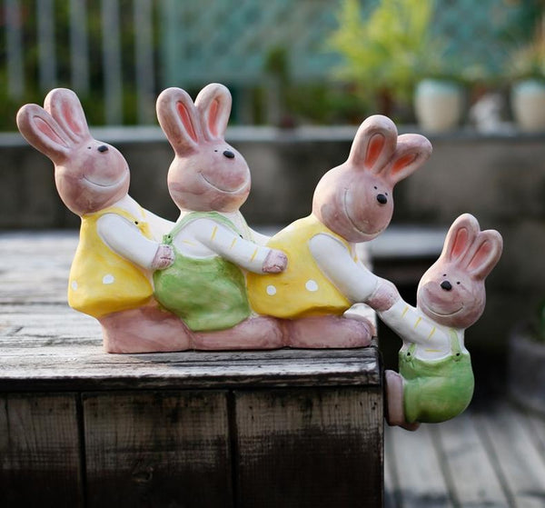 Lovely Rabbits Statues, Cute Rabbits in the Garden, Animal Resin Statue for Garden Ornament, Outdoor Decoration Ideas, Garden Ideas-Silvia Home Craft