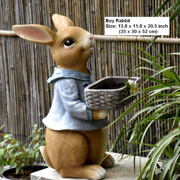 Garden Ornaments, Large Rabbit Statues for Garden, Bunny Flowerpot, Villa Outdoor Gardening Ideas, Modern Animal Garden Sculptures-Silvia Home Craft