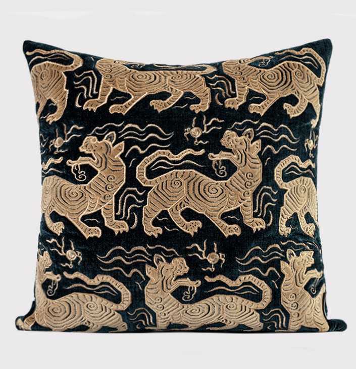 Embroidery Tiger Pattern Pillows for Couch, Contemporary Modern Sofa Pillows, Decorative Throw Pillows for Bedroom, Large Modern Sofa Pillow for Living Room-Silvia Home Craft