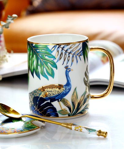 Large Capacity Jungle Animal Porcelain Mugs, Creative Porcelain Cups, Large Ceramic Mugs for Office, Unique Ceramic Mugs in Gift Box-Silvia Home Craft