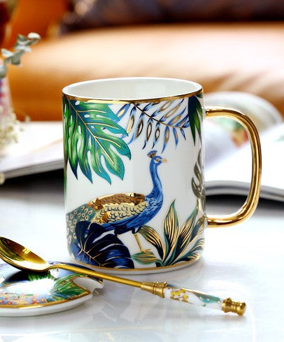 Ceramic Mugs for Office, Large Capacity Jungle Animal Porcelain Mugs, Creative Porcelain Cups, Unique Ceramic Mugs in Gift Box-Silvia Home Craft