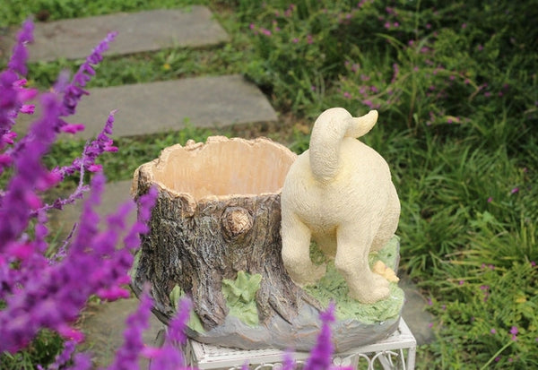 Large Dog Flowerpot, Unique Resin Statue for Garden, Villa Outdoor Decor Gardening Ideas, Creative Modern Statue for Garden Ornaments-Silvia Home Craft