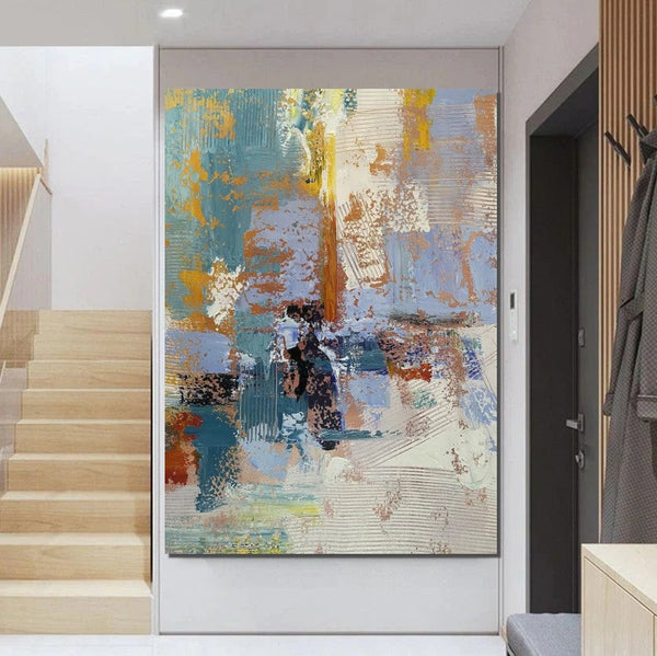 Large Painting Behind Couch, Buy Abstract Painting Online, Simple Modern Art, Living Room Wall Art Paintings, Acrylic Abstract Paintings Behind Sofa-Silvia Home Craft