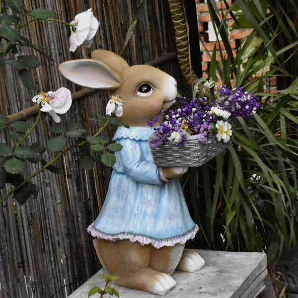Garden Ornaments, Large Rabbit Statues for Garden, Bunny Flowerpot, Villa Outdoor Gardening Ideas, Modern Animal Garden Sculptures-Silvia Home Craft