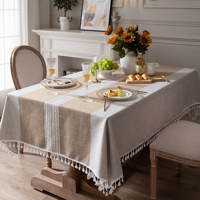 Cotton and Linen Rectangle Table Covers for Dining Room Table, Rectangular Tablecloths for Coffee Table, Modern Table Cloth for Kitchen-Silvia Home Craft