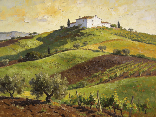 Original Landscape Paintings, Tuscan Hillside Charm, Canvas Wall Art Paintings, Hand Painted Canvas Art, Original Oil Paintings, Buy Canvas Paintings Online-Silvia Home Craft