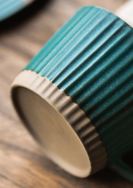 Ceramic Coffee Cups, Coffee Cup and Saucer Set, Pottery Coffee Cups, Cappuccino Coffee Mug, Coffee Cup for Sale, Tea Cup, White / Green / Blue / Yellow-Silvia Home Craft