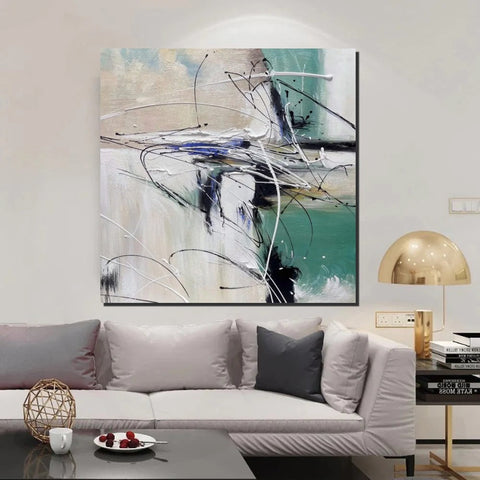 Abstract Acrylic Paintings for Living Room, Oversized Large Wall Art, Modern Contemporary Artwork, Buy Paintings Online, Heavy Texture Canvas Art-Silvia Home Craft