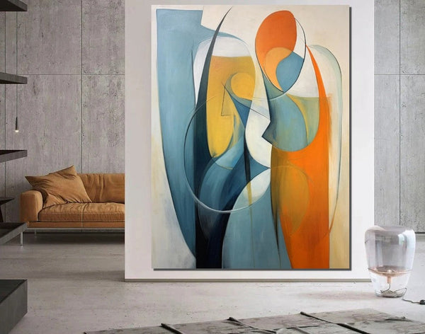 Simple Modern Art, Bedroom Wall Art Paintings, Large Painting on Canvas, Acrylic Abstract Paintings, Buy Abstract Painting Online-Silvia Home Craft