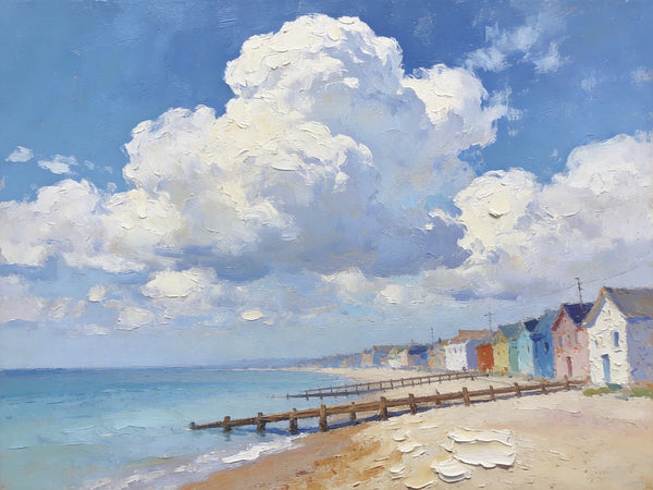 Small Landscape Paintings on Canvas, Coastal Village Captivating View, Seashore Paintings, Landscape Canvas Paintings, Original Oil Paintings, Hand Painted Canvas Art, Heavy Texture Oil Paintings-Silvia Home Craft