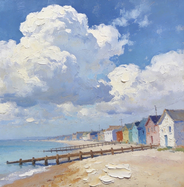 Small Landscape Paintings on Canvas, Coastal Village Captivating View, Seashore Paintings, Landscape Canvas Paintings, Original Oil Paintings, Hand Painted Canvas Art, Heavy Texture Oil Paintings-Silvia Home Craft