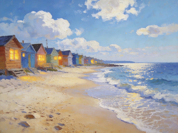 Beachside Getaway, Landscape Canvas Paintings, Hand Painted Canvas Art, Small Landscape Paintings on Canvas, Heavy Texture Oil Paintings, Original Oil Paintings-Silvia Home Craft