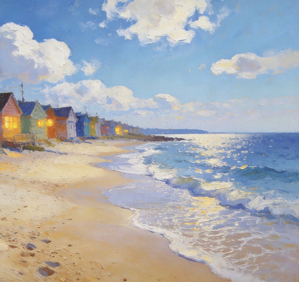 Beachside Getaway, Landscape Canvas Paintings, Hand Painted Canvas Art, Small Landscape Paintings on Canvas, Heavy Texture Oil Paintings, Original Oil Paintings-Silvia Home Craft