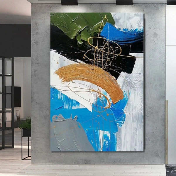 Large Acrylic Canvas Paintings, Living Room Abstract Wall Art Ideas, Large Wall Art Ideas, Impasto Painting, Simple Modern Abstract Painting-Silvia Home Craft