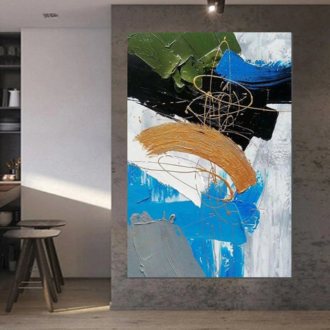 Large Acrylic Canvas Paintings, Living Room Abstract Wall Art Ideas, Large Wall Art Ideas, Impasto Painting, Simple Modern Abstract Painting-Silvia Home Craft
