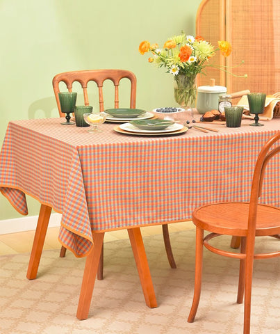 Rectangle Table Covers for Dining Room Table, Square Tablecloth for Coffee Table, Cotton Chequer Rectangular Tablecloth for Kitchen, Table Cloth-Silvia Home Craft