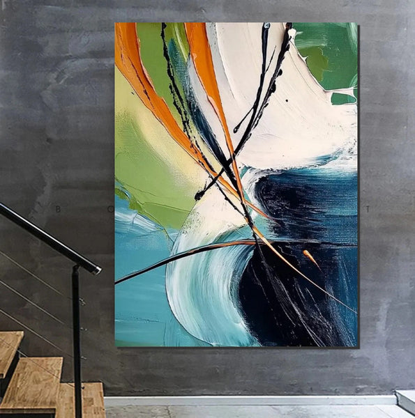 Dining Room Canvas Painting, Contemporary Modern Artwork, Large Canvas Painting for Office, Simple Modern Acrylic Paintings-Silvia Home Craft