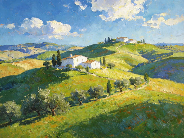 The Rolling Hills of Tuscany, Canvas Wall Art Paintings, Hand Painted Canvas Art, Original Landscape Paintings, Original Oil Paintings, Buy Canvas Paintings Online-Silvia Home Craft