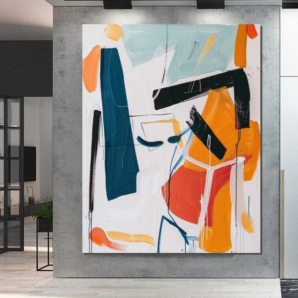 Large Wall Art Ideas, Impasto Painting, Simple Modern Abstract Painting, Large Acrylic Canvas Paintings, Living Room Abstract Wall Art Ideas-Silvia Home Craft