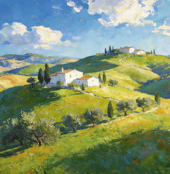 The Rolling Hills of Tuscany, Canvas Wall Art Paintings, Hand Painted Canvas Art, Original Landscape Paintings, Original Oil Paintings, Buy Canvas Paintings Online-Silvia Home Craft