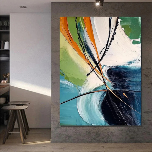 Dining Room Canvas Painting, Contemporary Modern Artwork, Large Canvas Painting for Office, Simple Modern Acrylic Paintings-Silvia Home Craft