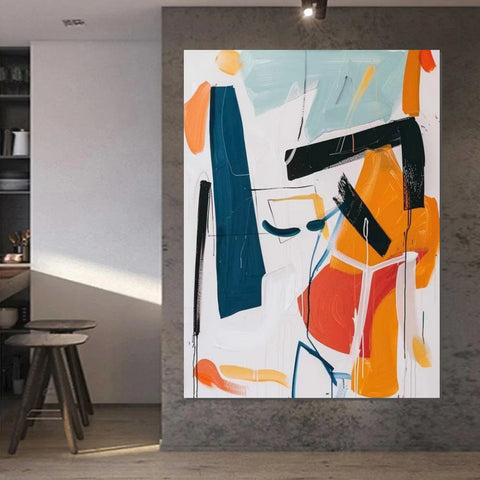 Large Wall Art Ideas, Impasto Painting, Simple Modern Abstract Painting, Large Acrylic Canvas Paintings, Living Room Abstract Wall Art Ideas-Silvia Home Craft
