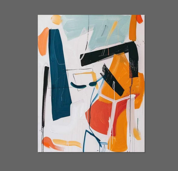 Large Wall Art Ideas, Impasto Painting, Simple Modern Abstract Painting, Large Acrylic Canvas Paintings, Living Room Abstract Wall Art Ideas-Silvia Home Craft