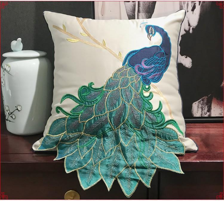 Beautiful Decorative Throw Pillows, Embroider Peacock Cotton and linen Pillow Cover, Decorative Sofa Pillows, Decorative Pillows for Couch-Silvia Home Craft