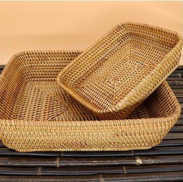 Small Rattan Storage Baskets, Storage Baskets for Shelves, Kitchen Storage Basket, Woven Storage Baskets for Bathroom-Silvia Home Craft