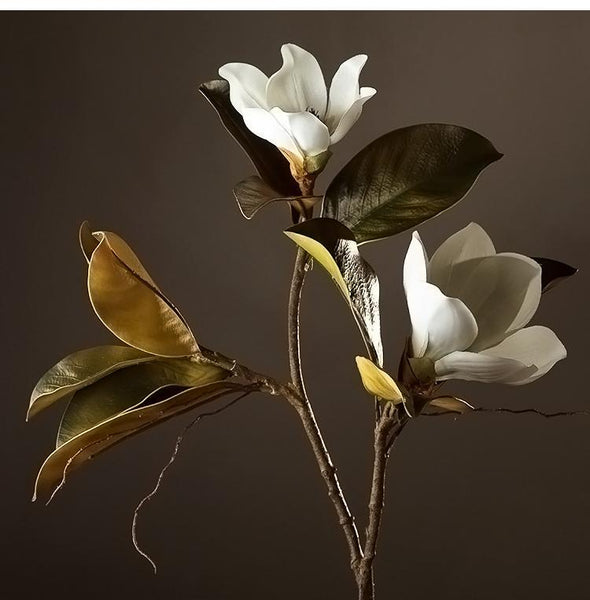Large White Magnolias Artificial Flowers, Artificial Botany Plants, Magnolia Flower, Silk Flower Arrangement-Silvia Home Craft