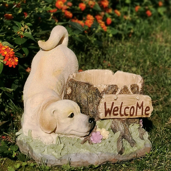 Large Dog Flowerpot, Unique Resin Statue for Garden, Villa Outdoor Decor Gardening Ideas, Creative Modern Statue for Garden Ornaments-Silvia Home Craft