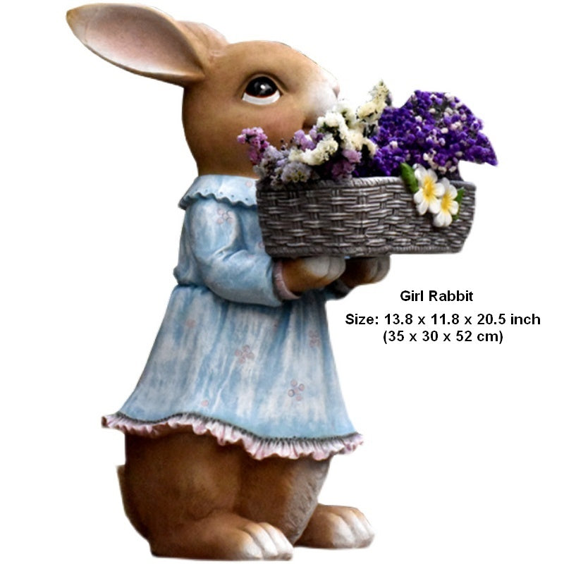 Garden Ornaments, Large Rabbit Statues for Garden, Bunny Flowerpot, Villa Outdoor Gardening Ideas, Modern Animal Garden Sculptures-Silvia Home Craft