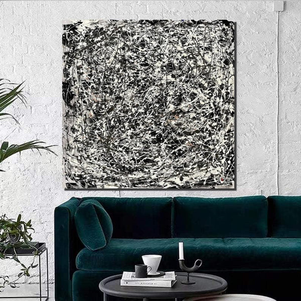 Modern Paintings for Dining Room, Hand Painted Wall Painting, Abstract Canvas Painting, Extra Large Abstract Artwork, Black Abstract Canas Art-Silvia Home Craft