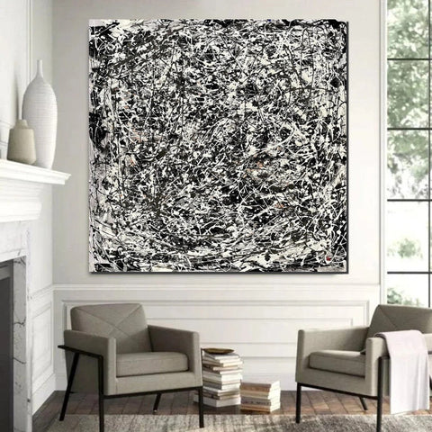 Modern Paintings for Dining Room, Hand Painted Wall Painting, Abstract Canvas Painting, Extra Large Abstract Artwork, Black Abstract Canas Art-Silvia Home Craft